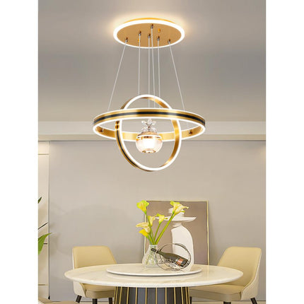 Minimalist LED Crystal Ceiling Light for Bedroom Dining Room Gold Finish