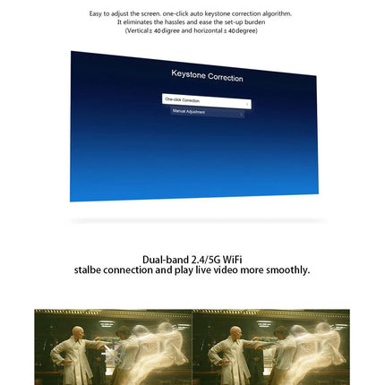 Compact HD DLP Mini Projector with 600 ANSI Brightness, Auto Focus & Wireless Connectivity