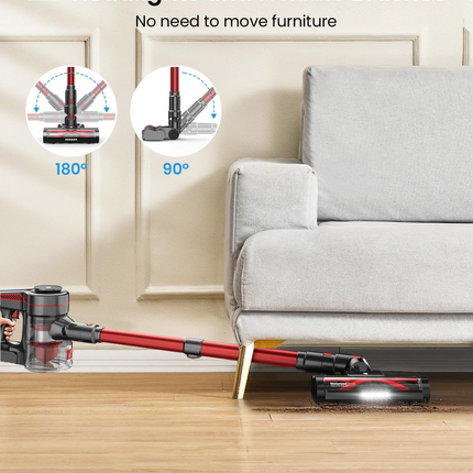 Lightweight Cordless Vacuum Cleaner with Anti-Tangle Floor Head, 0.8L Dust Bin and Rechargeable Battery