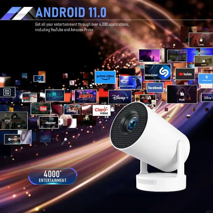 Portable Android Smart Projector WiFi 6 Bluetooth 5 210 ANSI Lumens Compact Home Cinema