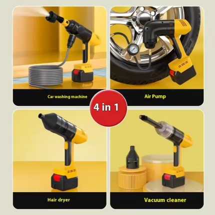 Cordless 4-in-1 Car Cleaning Kit with Vacuum, Blower & Air Pump
