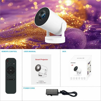 Portable Android Smart Projector WiFi 6 Bluetooth 5 210 ANSI Lumens Compact Home Cinema