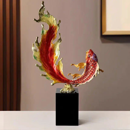 Decorative Crystal Fish Tabletop Ornament with Enamel Accents Artistic Sculpture