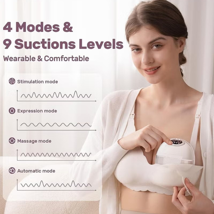 Wearable Electric Breast Pump Hands Free Rechargeable Milk Extractor with Variable Flow Control