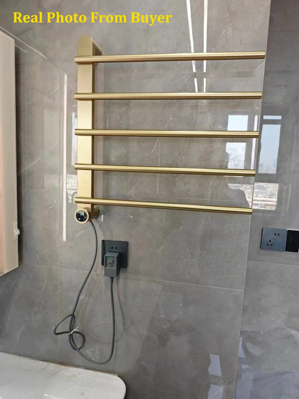 Five-Pole Electric Towel Warmer with Digital Timer & Adjustable Temperature – 60W, Wall-Mounted