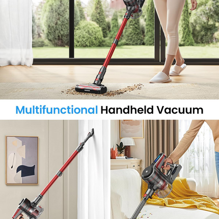 Lightweight Cordless Vacuum Cleaner with Anti-Tangle Floor Head, 0.8L Dust Bin and Rechargeable Battery