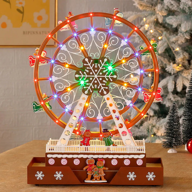 Rotating Christmas Ferris Wheel Ornament with LED Lights and Music