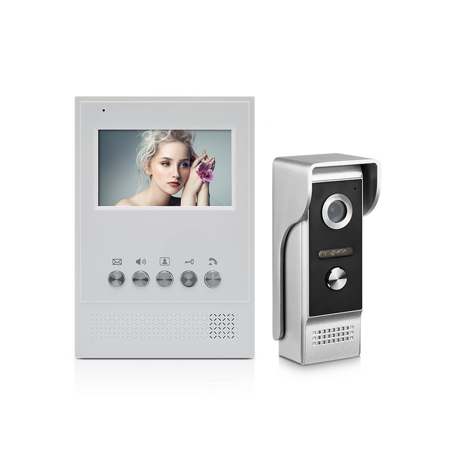 Home Video Doorphone 4.3” Display with Intercom, Night Vision, and Door Unlock Function