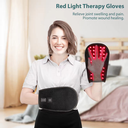 Portable LED Red Light Relaxation Gloves for Hand Muscle Relief and Physiorelaxation
