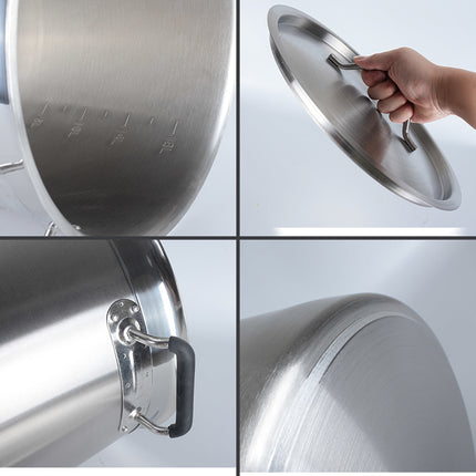 Large Capacity 201 Stainless Steel Stock Pot Commercial Cooking Pot for Gas and Induction Cookers