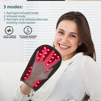 Portable LED Red Light Relaxation Gloves for Hand Muscle Relief and Physiorelaxation