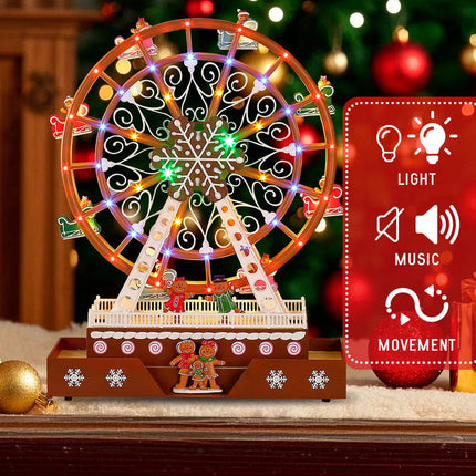 Rotating Christmas Ferris Wheel Ornament with LED Lights and Music
