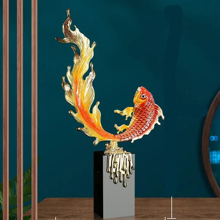 Decorative Crystal Fish Tabletop Ornament with Enamel Accents Artistic Sculpture