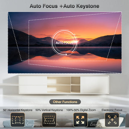 Portable 1080P Smart Projector with 4K Decoding & Auto Focus