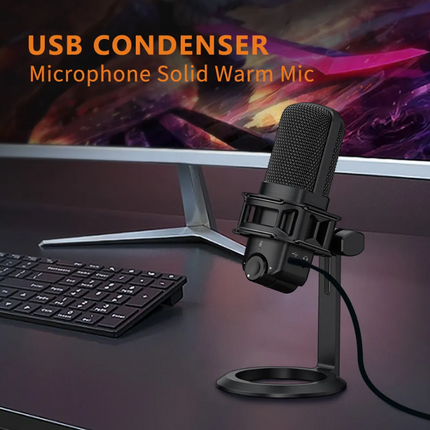 USB Streaming & Recording Microphone Set with Cardioid Condenser, Boom Arm, and Shock Mount