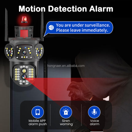 4MP Dual Lens 4G Wireless PTZ Security Camera Night Vision Motion Tracking