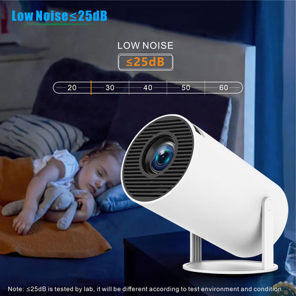Compact Android 11 Smart Projector 720p WiFi 6 Bluetooth HD Input Portable Mini Home Cinema