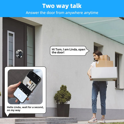 Smart WiFi Peephole Camera with 4.3” Screen, Motion Alerts & High-Capacity Battery