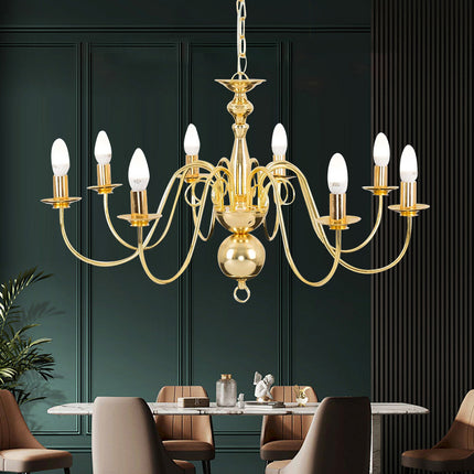 Vintage 8-Light Iron Chandelier Pendant Lamp for Living Room Dining Area