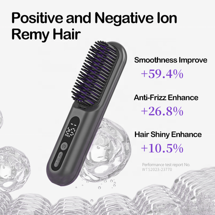 Portable Ionic Hair Straightening Brush 150 to 230C Fast Heat USB Rechargeable