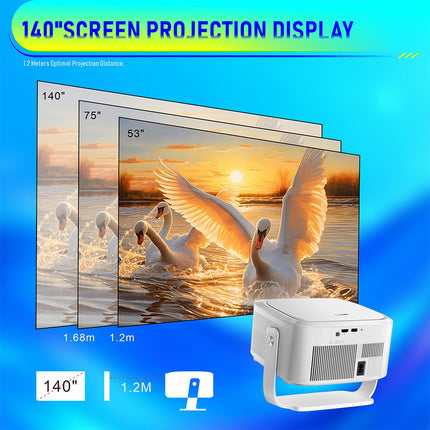 Compact 1080P Projector Electric Focus Wide Range Bright Display 1100 Lumens White
