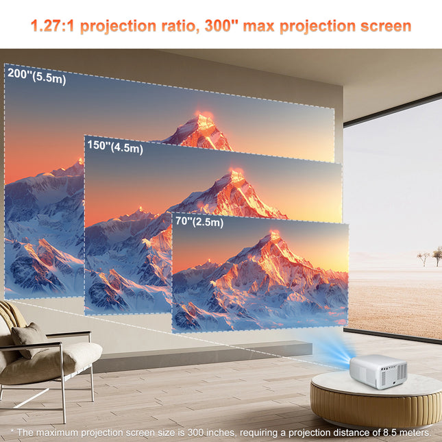 4K-Compatible Full HD LED Projector with WiFi 6 Bluetooth & Built-In Speakers