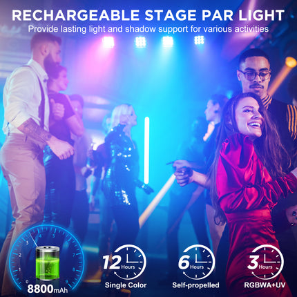 Portable 9x18W 6-in-1 RGBWA UV LED Par Lights Ideal for Weddings Parties Banquet Halls