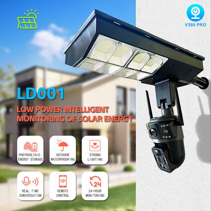 Solar Powered PTZ Security Camera Outdoor 4MP Dual Lens with 16000mAh Battery Motion Detection Night Vision
