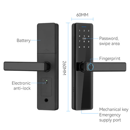 Smart Digital Split Lever Door Lock Multi Access Fingerprint Password Card App Entry for Home Office