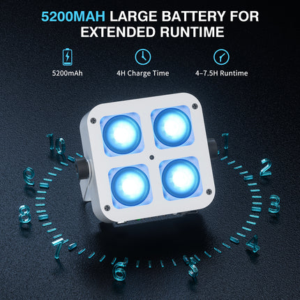 Portable Battery Powered Wireless RGBWA UV LED Event Uplight with App Remote Control Lighting System