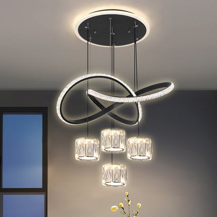 Modern LED Crystal Glass Pendant Light for Living Dining Room Interiors