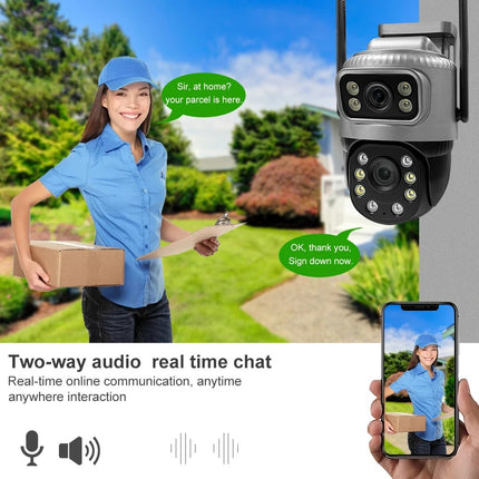 4G Wireless Dual Lens CCTV Security Camera IP65 Night Vision Pan Tilt Control