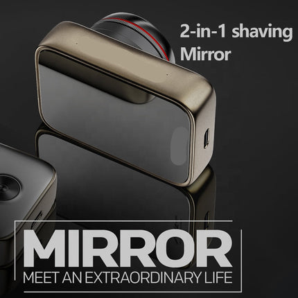 Portable Electric Beard Shaver Mini USB Rechargeable Wet and Dry Razor with Mirror IPX7 Waterproof