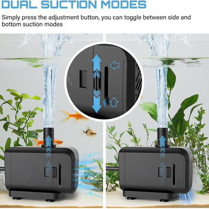 6W Aquarium Water Pump Adjustable Flow Ultra Quiet Submersible Fountain for Fish Tanks