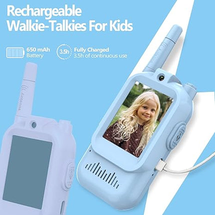 Portable Rechargeable Walkie Talkie Duo with Built-in Camera for Indoor & Outdoor Fun, 100m Reach
