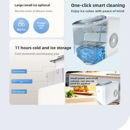 Automatic Mini Bullet Ice Maker 1.3L with Transparent Window for Home Office 220V