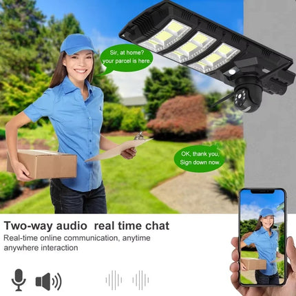 4MP 2K Solar PTZ Security Camera with Motion Detection and Street Light