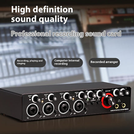 USB Audio Interface 4-Channel with 48V Phantom Power, 192kHz/24-Bit Recording & USB Connectivity