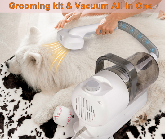 6-in-1 Cordless Dog Grooming Vacuum Kit with Hair Suction, Electric Clippers & 6 Guide Combs