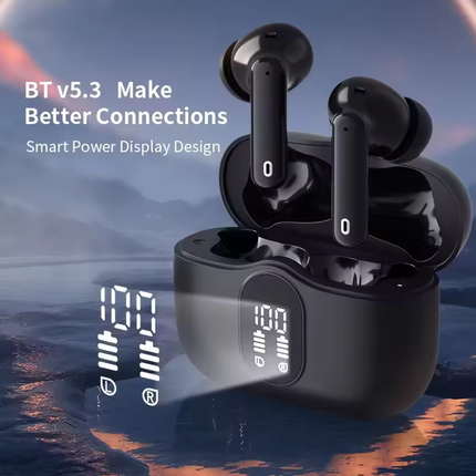 Rechargeable Clip-On Wireless Earbuds Bluetooth 5.3 Compact Waterproof Design Black