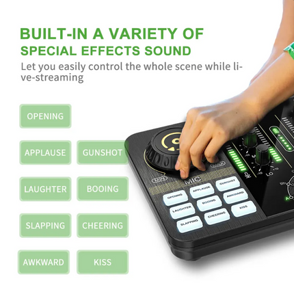 Rechargeable USB Audio Sound Card Mixer for Live Streaming, Recording & Podcasting with Bluetooth Noise Reduction