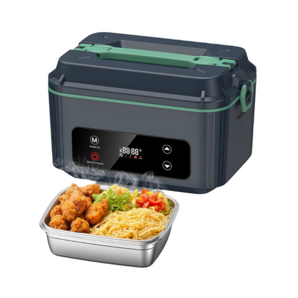 Portable Rechargeable Electric Lunch Box – 1200ml Stainless Steel Container, 100W Fast Warming, Cordless & Travel-Friendly
