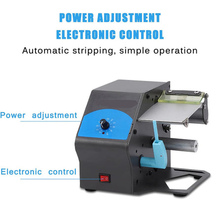 Electric Automatic Label Peeling Machine Adjustable Width for Packaging Use Black
