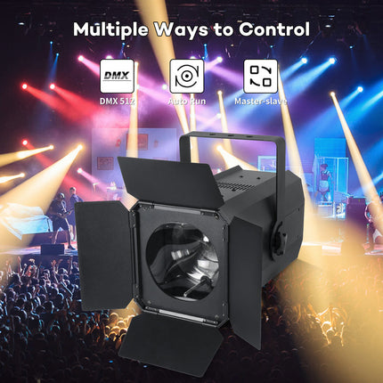 200W COB LED Zoom Spotlight 10–60° with DMX Sound Control for Video and Theatre