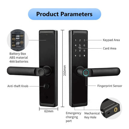 WiFi Fingerprint Smart Door Lock with Touchscreen, App & Password Access