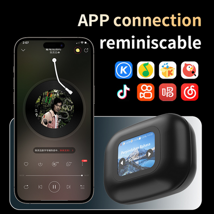 Rechargeable Open-Ear Translator Earbuds with Clear Audio & Type-C Charging Black