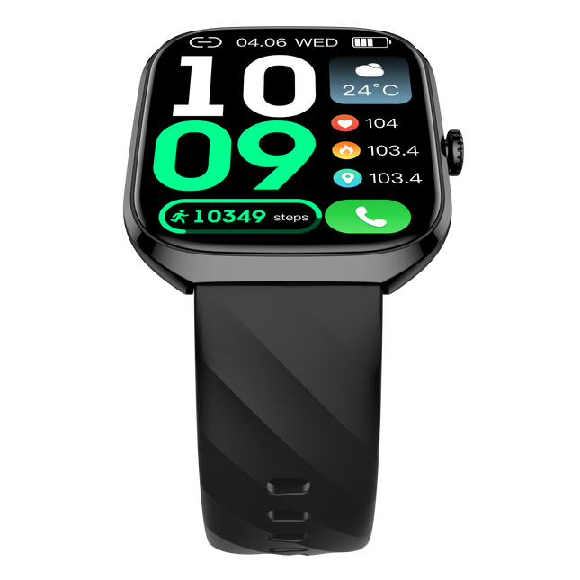 Smart Fitness Watch 2.06" AMOLED Waterproof Heart Rate Monitor 24H Activity Tracker
