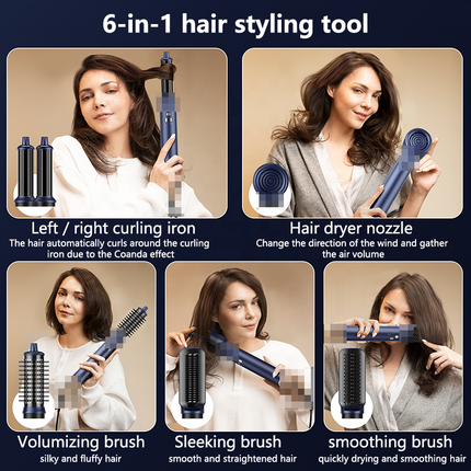 6 in 1 Ionic Hair Dryer Brush Set 3 Heat 3 Speed 110000RPM High Speed Motor