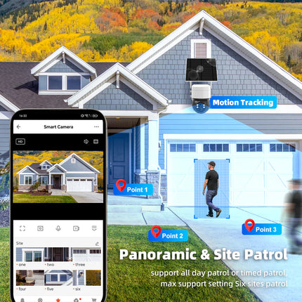 Smart Solar-Powered Outdoor Surveillance Camera with Pan & Tilt, Full-Color Night View and Voice Talk
