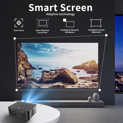 4K Smart Projector Android 12 WiFi Portable 2400 Lumens Stereo Speaker Home Theater